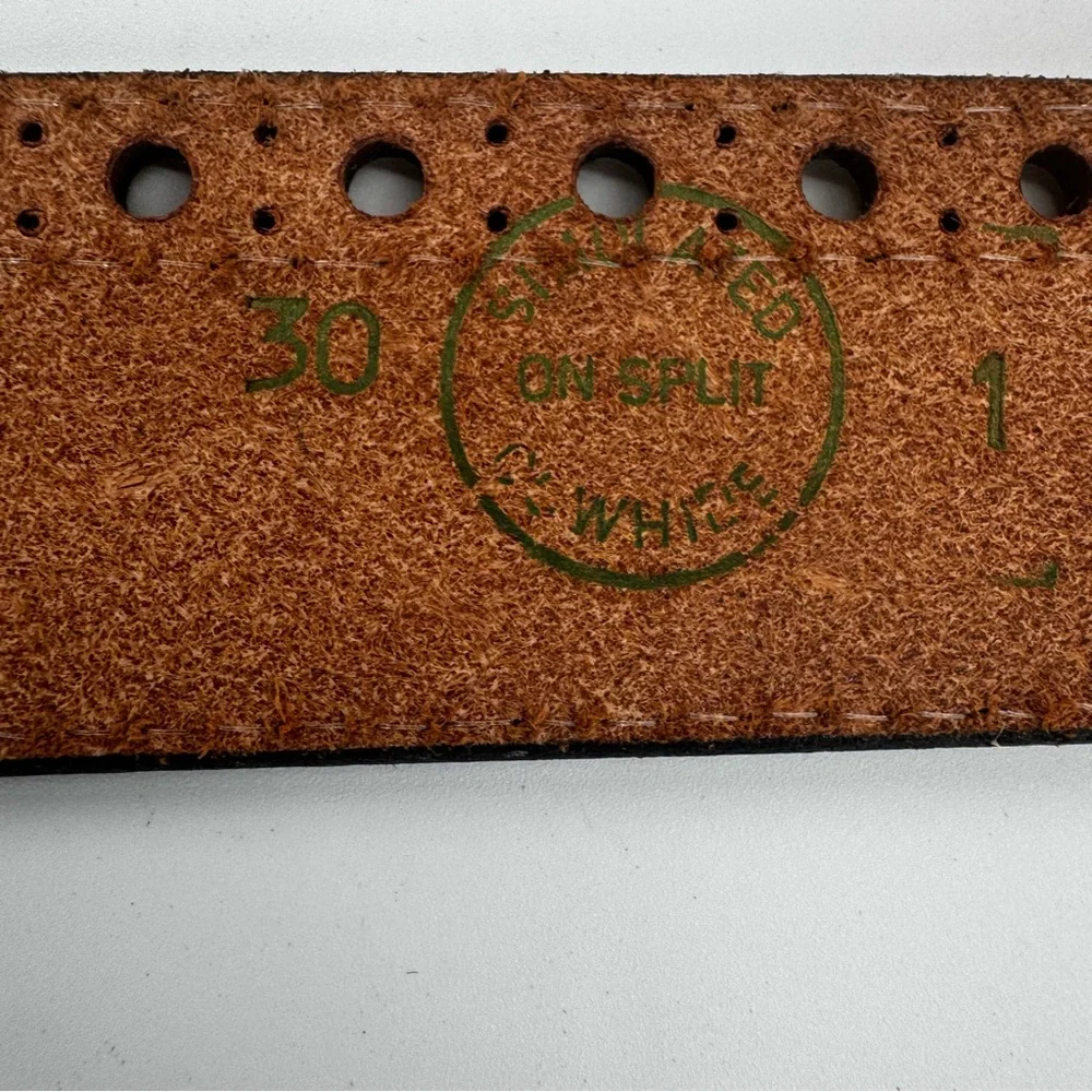 Vintage Grants Young Mens Classic Brown Leather Buckle Belt Size 30  New‎
